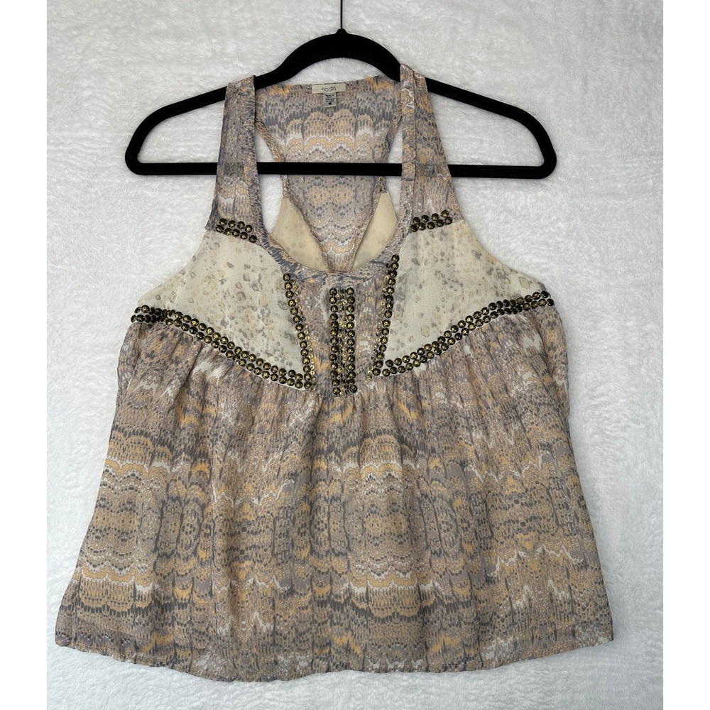 Ecote Studded Racerback Tank Top Womens Small Multicolor Boho Lace Trim
